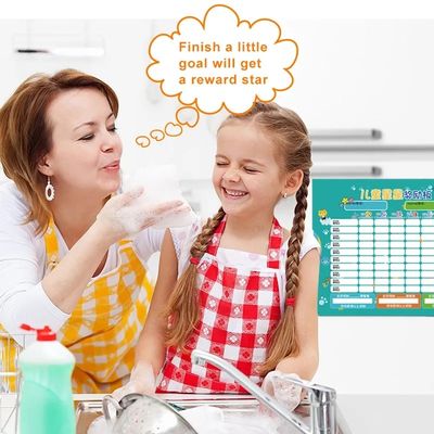 Preschool Toys Children English Magnetic Reward Chart Dry Erase Weekly Monthly Calendar