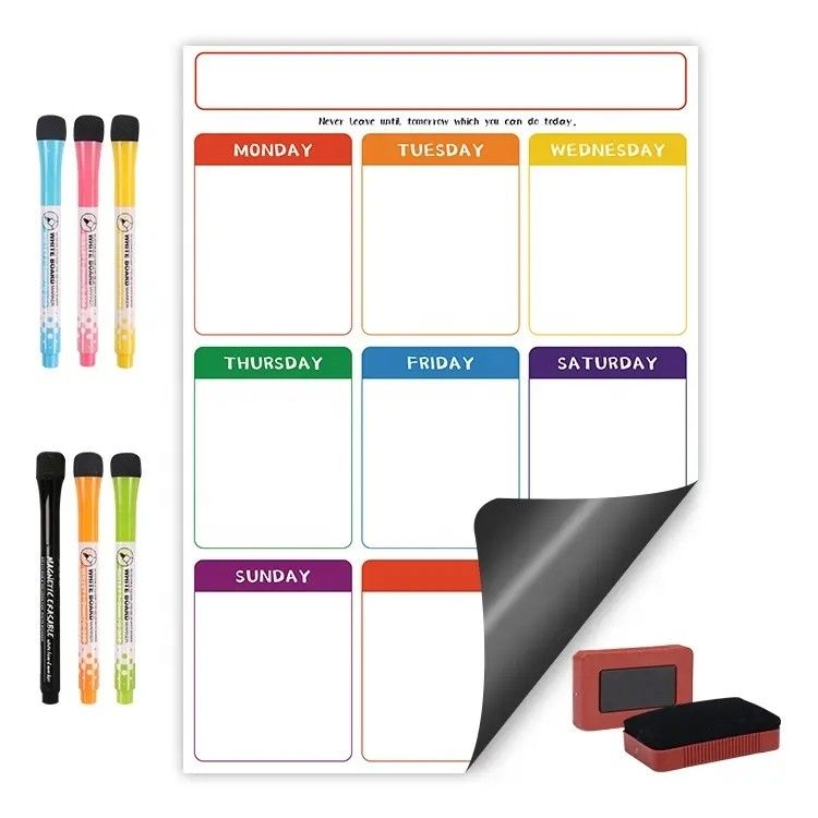 Colorful Fridge Magnet Sticker 17 "X 11" 16" X 12" Meal Planner Dry Erase Removable Monthly Planner
